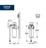 MEDIDAS KIT FILTRO DE AGUA GROHE BLUE